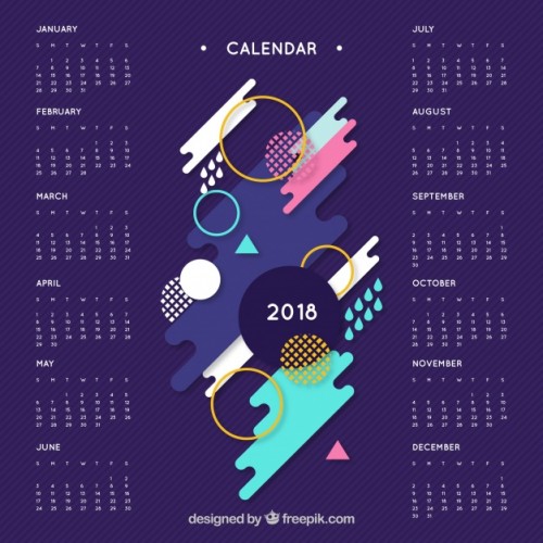 Календарь 2018 г.Фон синий
