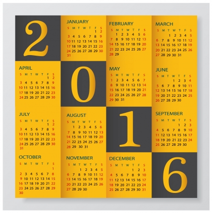 Календарь 2016 желтый