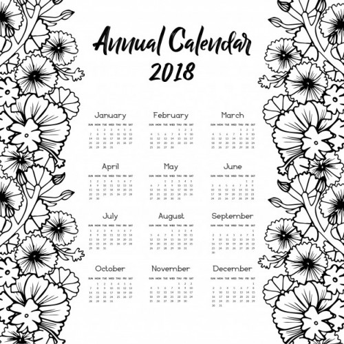 Календарь на 2018 год с нарисованными цветами