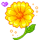 Желтый цветок с сердечками