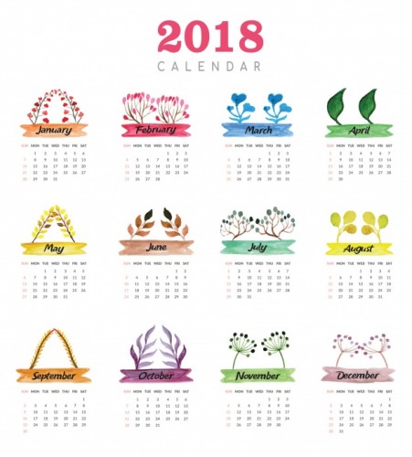 Календарь 2018 год месяцы на английском языке