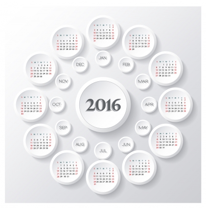 Календарь 2016 с английскими названиями месяцев