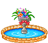 Фонтан, бассейн с цветами